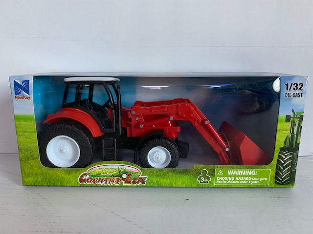 Farm Traktor met Shovel Rood - 1:32